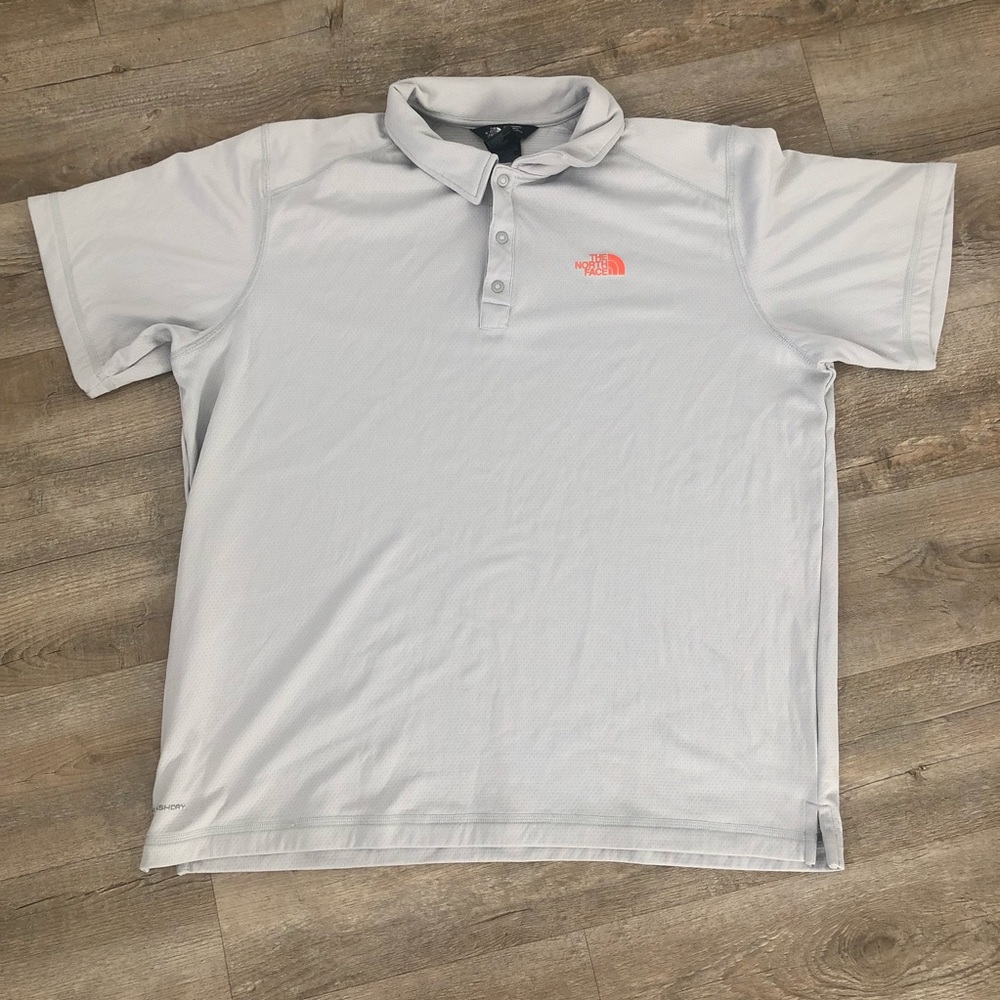 The North Face Flash Dry Polo Shirt Short Sleeve Light Gray Logo Mens Size XL